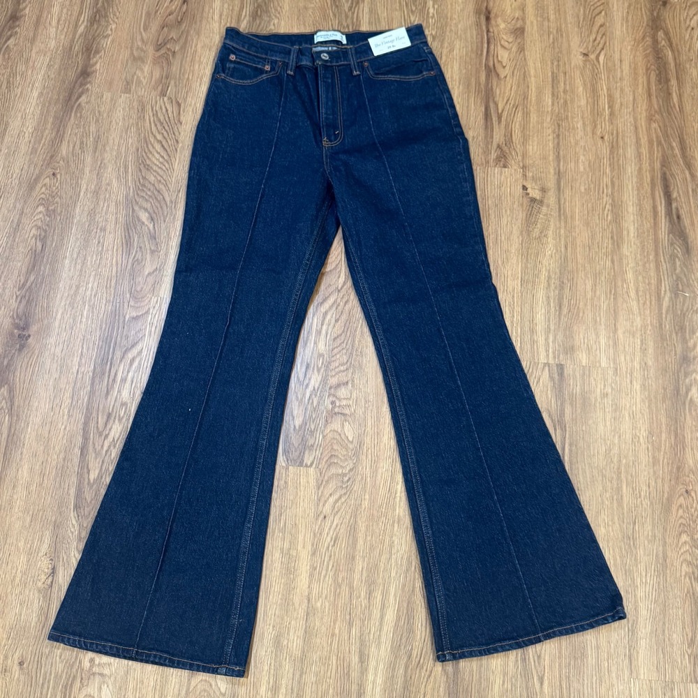 Abercrombie & Fitch The Vintage Flare High Rise Dark Wash Seam Jeans 29 8R